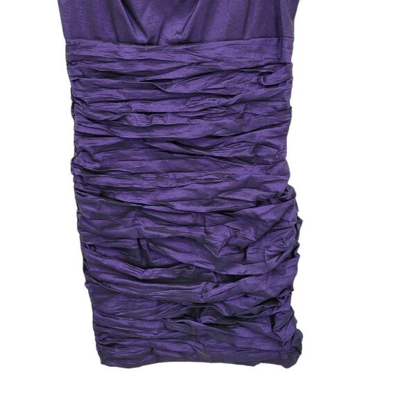 Vtg 90s J. Taylor Dress Formal Ruched Asymmetrical Bodycon Metallic Purple Sz 10 - Picture 7 of 11